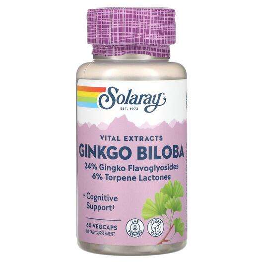 Основне фото товара Solaray, Vital Extracts Ginkgo Biloba, Гінкго Білоба, 60 капсул