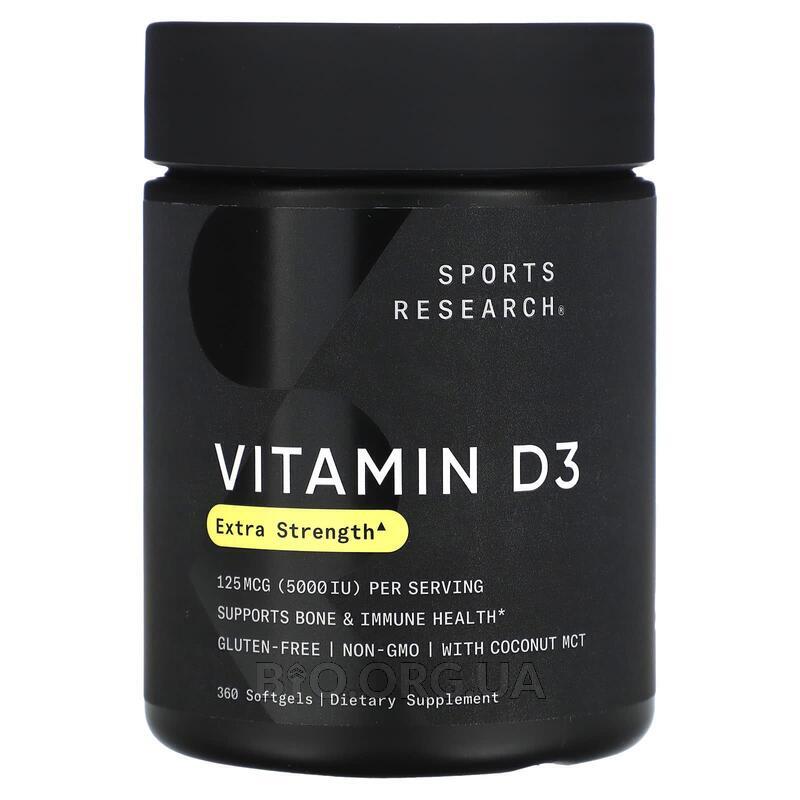 Vitamin D3 With Organic Coconut Oil 5000 IU 360 Sports Research