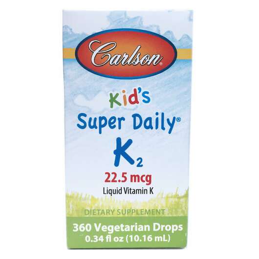 Основне фото товара Carlson, Kid's Super Daily K2, Вітамін K2 MK-7, 10.16 мл