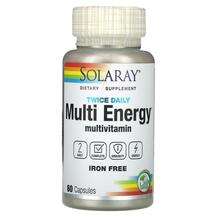 Solaray, Twice Daily Multi Energy Multivitamin Iron Free, 60 C...
