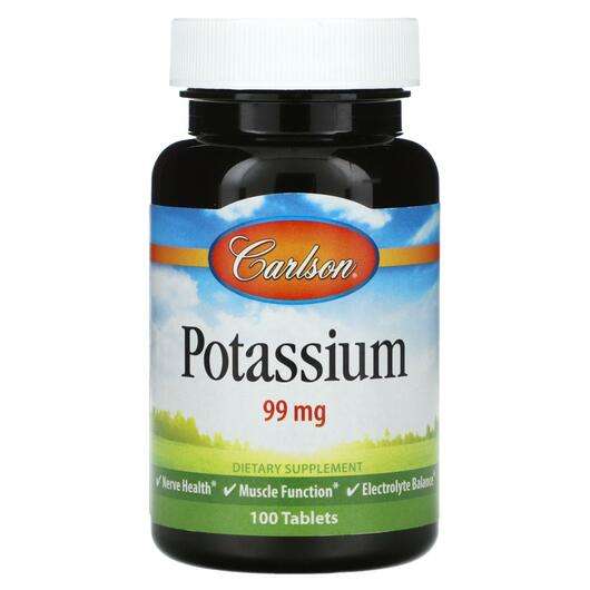 Основное фото товара Carlson, Калий, Potassium 99 mg, 100 таблеток