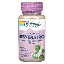 Solaray, Vital Extracts Resveratrol 75 mg, Ресвератрол, 60 капсул