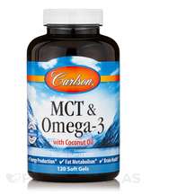 Carlson, MCT & Omega-3 with Coconut Oil, 120 Soft Gels