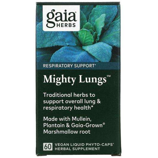 Основне фото товара Gaia Herbs, Mighty Lungs, Підтримка органів дихання, 60 капсул