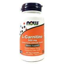 Now, L-Carnitine 500 mg, L карнітин 500 мг, 60 капсул