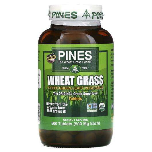 Основное фото товара Pines International, Пророщенная пшеница, Wheat Grass 500 mg, ...