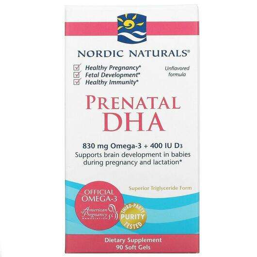 Основне фото товара Nordic Naturals, Prenatal DHA, ДГК, 90 капсул