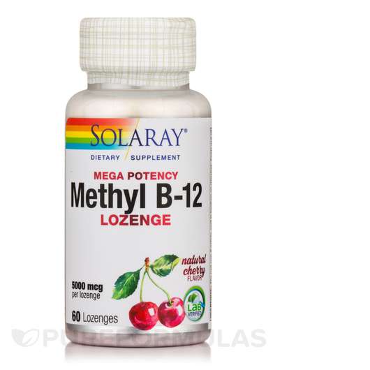 Основне фото товара Solaray, Methyl B-12 Natural Cherry Flavor, Вітамін B12, 60 та...