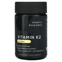 Sports Research, Витамин K2, Vitamin K2 Low Dose 45 mcg, 90 ка...