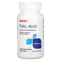GNC, Folic Acid 1000 mcg, 100 Vegetarian Tablets