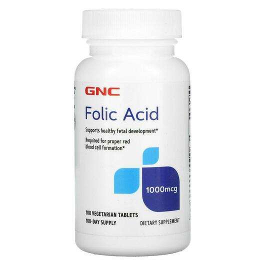 Основное фото товара GNC, Витамин B9 Фолиевая кислота, Folic Acid 1000 mcg, 100 таб...