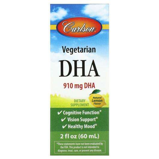 Основное фото товара Carlson, ДГК, Vegetarian DHA Natural Lemon 910 mg, 60 мл