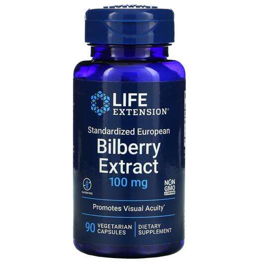Основне фото товара Life Extension, Bilberry Extract 100 mg, Чорниця, 90 капсул