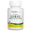 Фото товара Natures Plus, Витамины D3 & K2, Vitamins D3 & K2, 90 к...