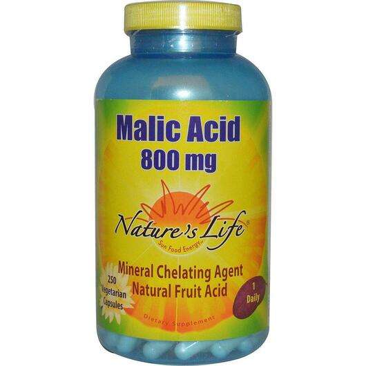 Основне фото товара Natures Life, Malic Acid 800 mg, Яблучна кислота, 250 капсул