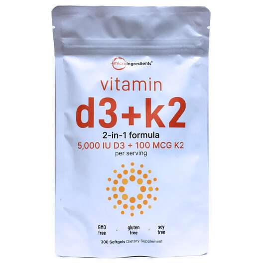 Vitamin D3+K2, Вітаміни D3 та K2, 300 капсул