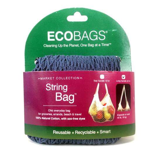 Market Collection String Bag Long, Еко-сумки для продуктів з довгою ручкою до 18 кг колір блакитний шторм, 1 шт