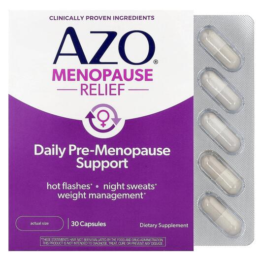 Основне фото товара Azo, Menopause Relief, Підтримка менопаузи, 30 капсул