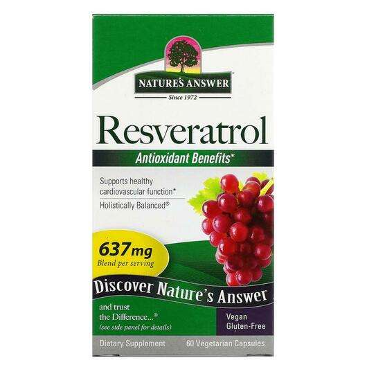 Основне фото товара Nature's Answer, Resveratrol 637 mg, Ресвератрол 637 мг, 60 ка...