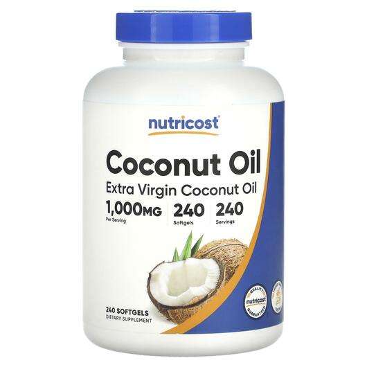 Основне фото товара Nutricost, Extra Virgin Coconut Oil 1000 mg, Кокосова олія, 24...