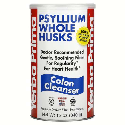 Основне фото товара Yerba Prima, Psyllium Whole Husks Colon Cleanser, Підтримка ки...