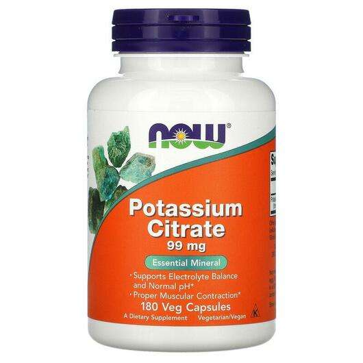 Основне фото товара Now, Potassium Citrate 99 mg, Цитрат калію 99 мг, 180 капсул