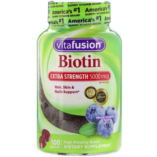 Основне фото товара VitaFusion, Biotin Blueberry, Біотин 5000 мкг, 100 цукерок