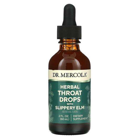 Основне фото товара Dr. Mercola, Herbal Throat Drops with Slippery Elm, Слизький в...