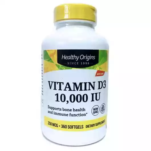 Основне фото товара Healthy Origins, Vitamin D3 10000 IU, Вітамін D3 10000 МО, 360...