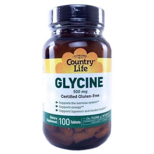 Основне фото товара Country Life, Glycine 500 mg 100, Гліцин 500 мг, 100 таблеток