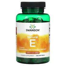 Swanson, Витамин E Токоферолы, Natural E 1000 IU, 100 капсул
