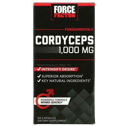 Основне фото товара Force Factor, Cordyceps 500 mg, Гриби Кордіцепс, 60 капсул