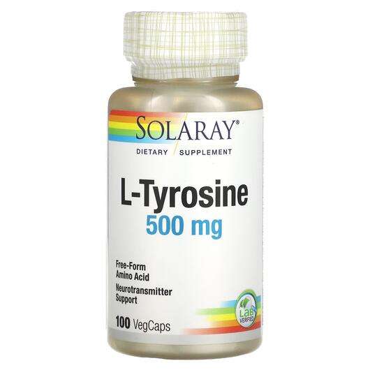 Основное фото товара Solaray, L-Тирозин, L-Tyrosine 500 mg, 100 капсул