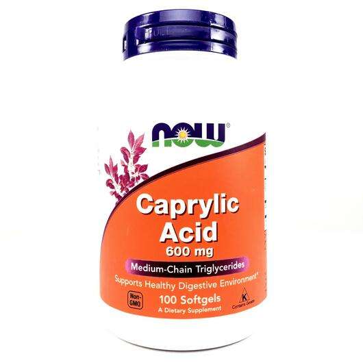 Основное фото товара Now, Каприловая кислота 600 мг, Caprylic Acid 600 mg, 100 капсул