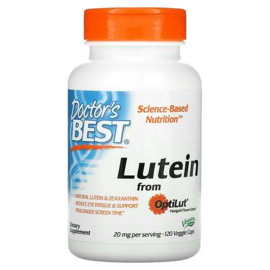 Основне фото товара Doctor's Best, Lutein with OptiLut, Оптико Лютеин 10 мг, 120 к...