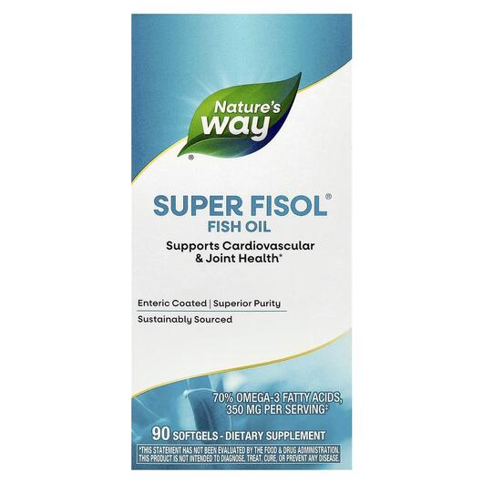 Основне фото товара Super Fisol Fish Oil Enteric-Coated, Омега 3, 90 капсул