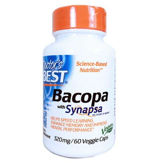 Основне фото товара Doctor's Best, Bacopa 320 mg Synapsa, Бакопа з Синапса 320 мг,...