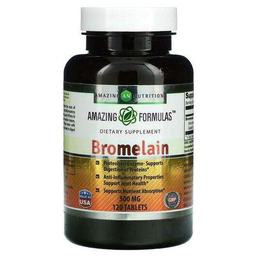 Основне фото товара Amazing Nutrition, Bromelain 500 mg, Бромелайн, 120 таблеток