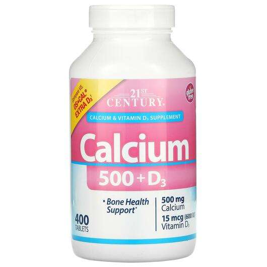 Основное фото товара 21st Century, Кальций D3, Calcium 500 + D3 15 mcg 600 IU, 400 ...