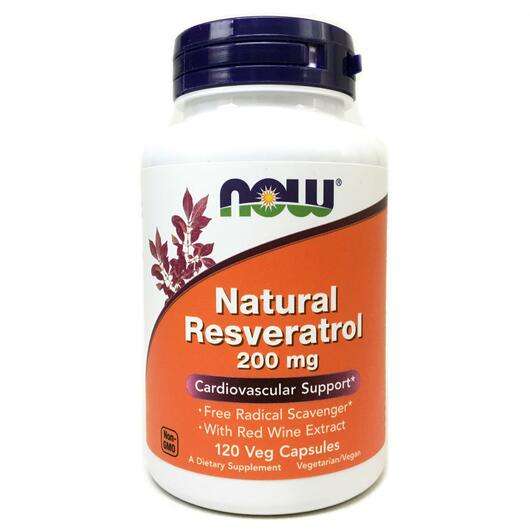 Основное фото товара Now, Ресвератрол 200 мг, Natural Resveratrol 200 mg, 120 капсул