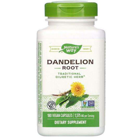 Основне фото товара Nature's Way, Dandelion Root 525 mg, Корінь кульбаби 525 ...