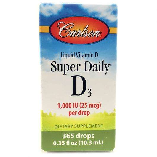 Основное фото товара Carlson, Витамин D3, Super Daily D3 1000 IU, 10.3 мл
