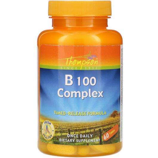 Основне фото товара Thompson, B 100 Complex 60, Комплекс вітаміну B, 60 таблеток