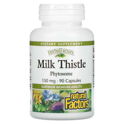 Основне фото товара Natural Factors, Milk Thistle 150 mg, Розторопша, 90 капсул
