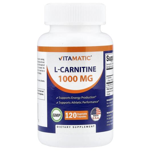 Основное фото товара Vitamatic, L-Карнитин, L-Carnitine, 120 капсул