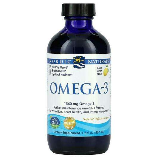 Основне фото товара Nordic Naturals, Omega-3 Lemon 1560 mg, Омега 3, 237 мл
