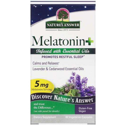 Основное фото товара Nature's Answer, Мелатонин 5 мг, Melatonin + 5 mg 60 Vegetaria...