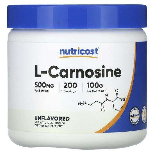 Основне фото товара Nutricost, L-Carnosine Unflavored, L-Карнозин, 100 г