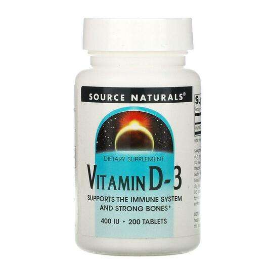 Основное фото товара Source Naturals, Витамин D-3 400 IU, Vitamin D-3 400 IU 200, 2...