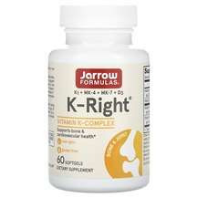 Jarrow Formulas, K-Right, Вітаміни K + D3, 60 капсул